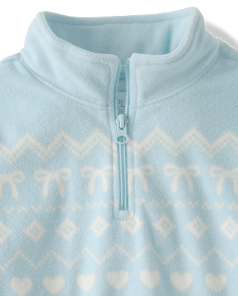 Girls Print Microfleece Half Zip Pullover - BLUE AIR