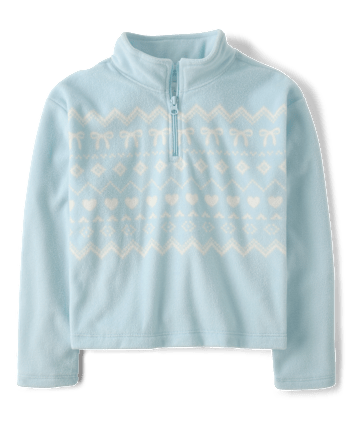 Girls Print Microfleece Half Zip Pullover - BLUE AIR