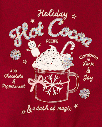 Girls Embellished Holiday Premium Fleece Sweatshirt - RED OCHRE