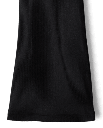 Girls Sueded Rib Flare Leggings - BLACK