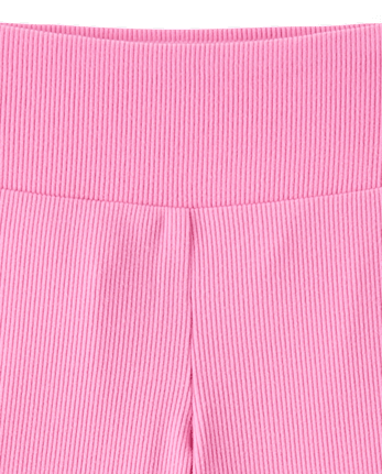 Girls Sueded Rib Flare Leggings - PERFECTLY PINK