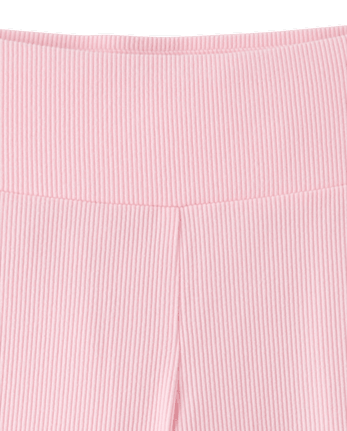 Girls Sueded Rib Flare Leggings - ROSE MIST