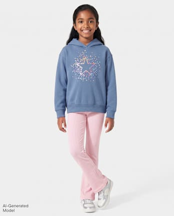 Girls Sueded Rib Flare Leggings - ROSE MIST