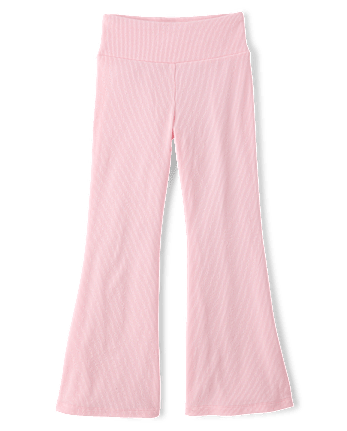 Girls Sueded Rib Flare Leggings - ROSE MIST