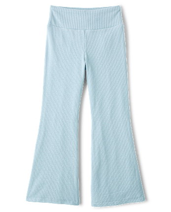 Girls Sueded Rib Flare Leggings - BLUE AIR