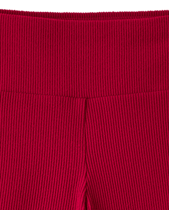 Girls Sueded Rib Flare Leggings - RED OCHRE