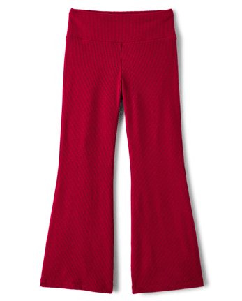 Girls Sueded Rib Flare Leggings - RED OCHRE