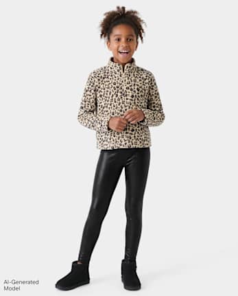Girls High Shine Leggings - BLACK