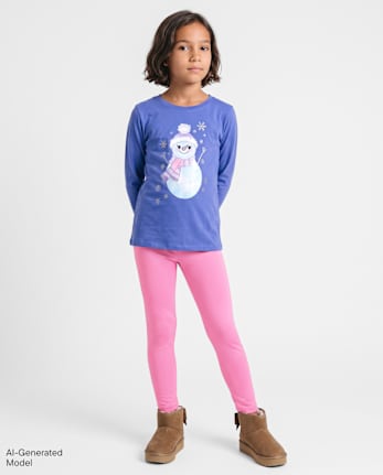 Girls High Shine Leggings - PERFECTLY PINK