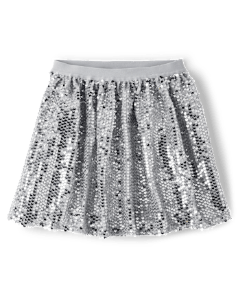Girls Sequin Skirt - SILVER