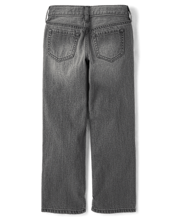 Girls Kuromi™ Rhinestone 90s Straight Jeans - LIGHT GREY WASH