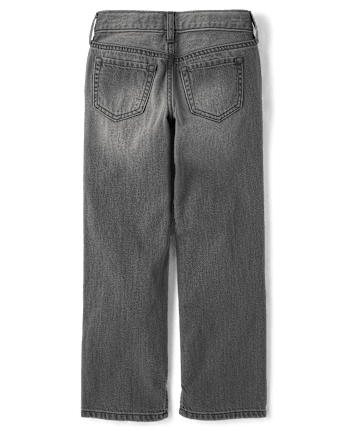 \Jean droit Kuromi™ strass années 90 pour filles\ - LIGHT GREY WASH