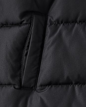 Girls Microfleece Lined Hooded Long Puffer Jacket