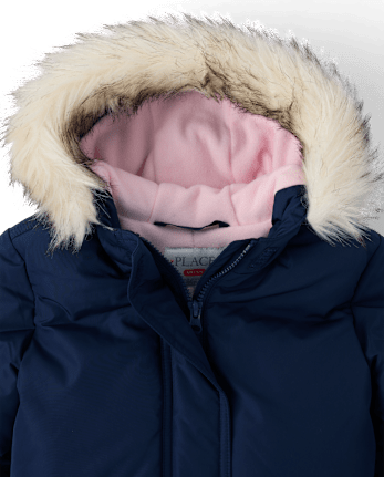Girls Microfleece Lined Hooded Parka Jacket - TIDAL