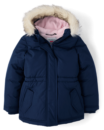 Girls Microfleece Lined Hooded Parka Jacket - TIDAL