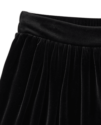 Girls Glitter Velour Skirt - BLACK