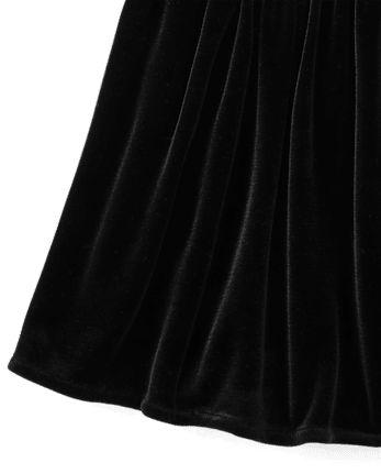 Girls Glitter Velour Skirt - BLACK