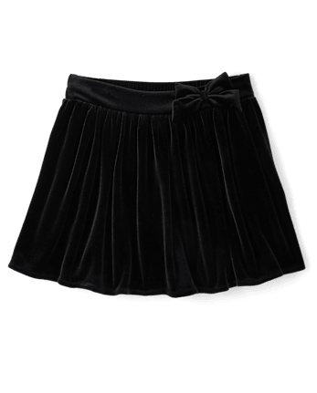 Girls Glitter Velour Skirt - BLACK