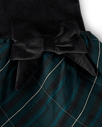 Girls Plaid Tiered Dress - BALT GREEN
