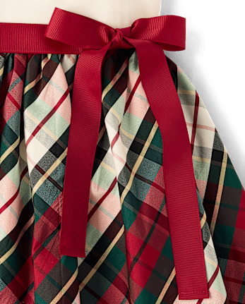 Girls Plaid Bubble Dress - FAIR IVORY
