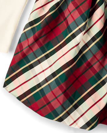 Girls Plaid Bubble Dress - FAIR IVORY