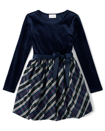 Girls Plaid Bubble Dress - TIDAL
