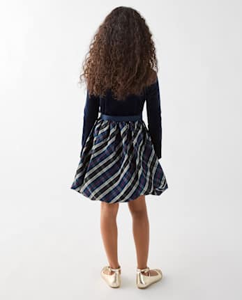 Girls Plaid Bubble Dress - TIDAL