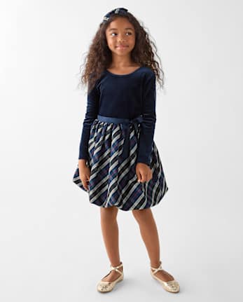 Girls Plaid Bubble Dress - TIDAL