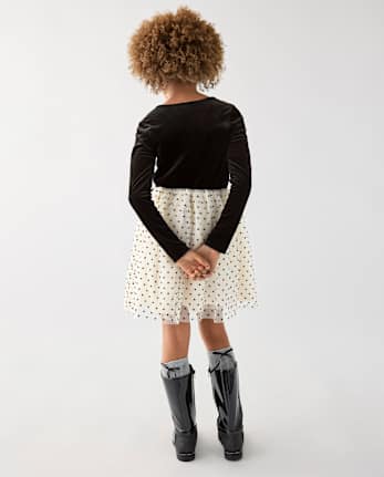 Girls Polka Dot Tutu Dress - BLACK