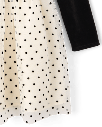 Girls Polka Dot Tutu Dress - BLACK