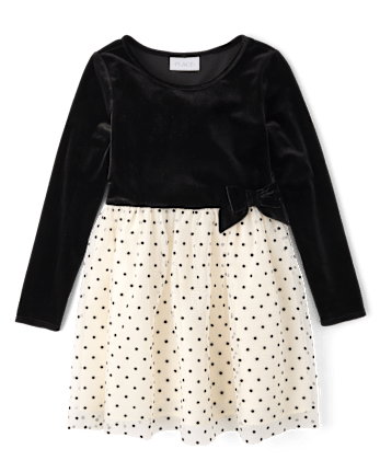 Girls Polka Dot Tutu Dress - BLACK