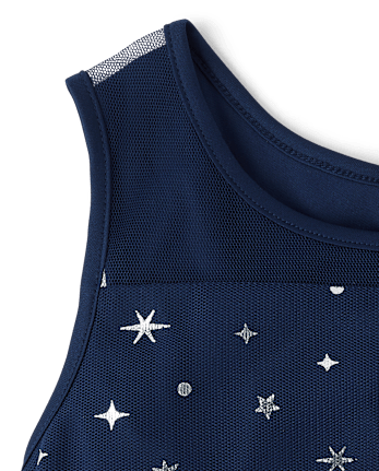 Girls Foil Star Mesh Fit And Flare Dress - TIDAL