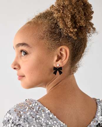 Robe courte à paillettes et nœud pour fille - SILVER