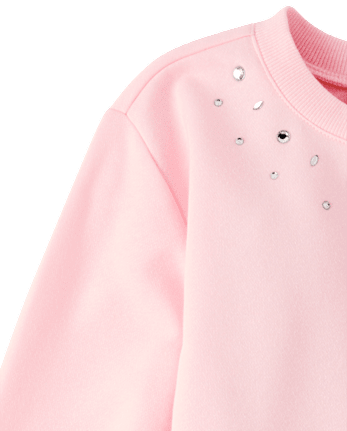 Girls Embellished Sweatshirt Dress - ROSE MIST