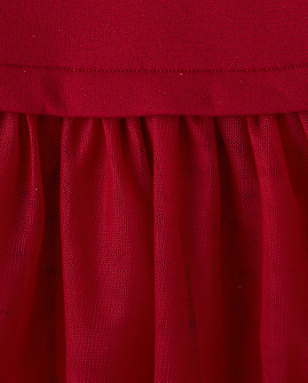 Girls Embellished Sweatshirt Dress - RED OCHRE