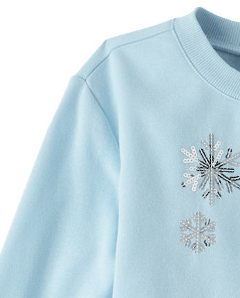 Girls Embellished Sweatshirt Dress - BLUE AIR