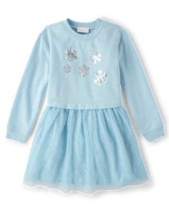 Girls Embellished Sweatshirt Dress - BLUE AIR