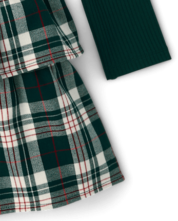 Robe écossaise cintrée et évasée pour filles - BALT GREEN