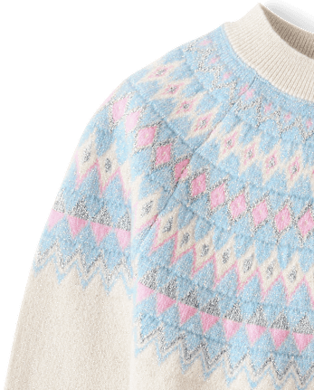 Girls Fairisle Sweater - BLUE AIR