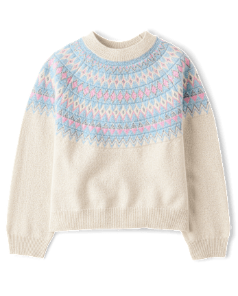 Girls Fairisle Sweater - BLUE AIR