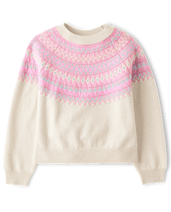 Girls Fairisle Sweater - LACE PINK CL