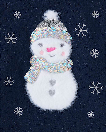 Girls Eyelash Sequin Snowman Sweater - TIDAL