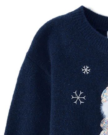 Girls Eyelash Sequin Snowman Sweater - TIDAL