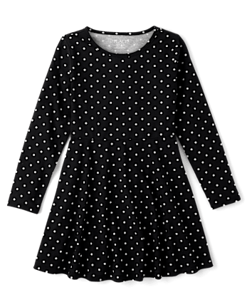 Girls Print Everyday Dress - BLACK