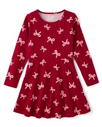 Girls Print Everyday Dress - RED OCHRE