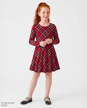 Girls Print Everyday Dress - RED