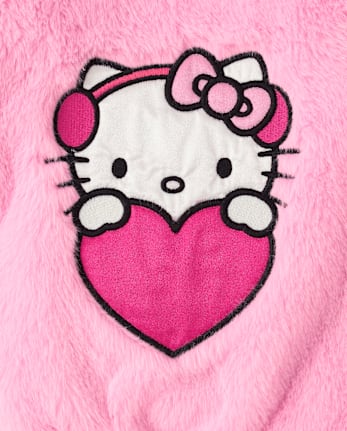 Girls Hello Kitty® Embroidered Faux Fur Bomber Jacket - TIARA PINK