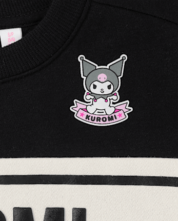 Girls Hello Kitty® Puff Print Colorblock Premium Fleece Sweatshirt - BLACK
