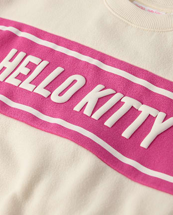 Girls Hello Kitty® Puff Print Colorblock Premium Fleece Sweatshirt - FAIR IVORY