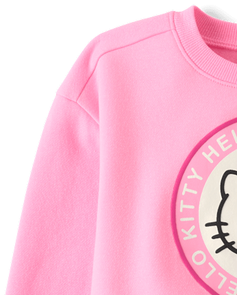 Girls Hello KittyÂ® Embellished Premium Fleece Sweatshirt - TIARA PINK